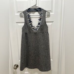 Anna Sui Elegant Black and Gray Backless Dress